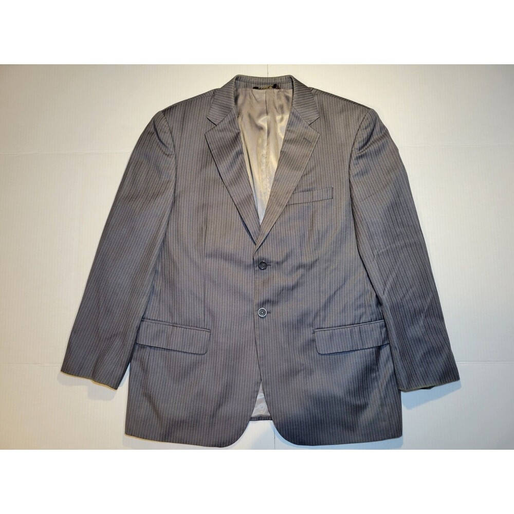 Caravelli Italy Charcoal Grey Pinstripe Jacket‎ Blazer Sport Coat Mens 42S 36W